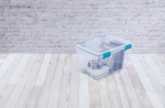 54-quart blue clear waterproof and airtight storage box with locking lid