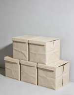 Extra Large Foldable Linen Storage Box with Lid (5-Pack), 22.8x15.75x13.8 inches, Cube Storage Basket