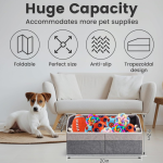 Grey medium-sized foldable pet toy basket with handle and non-slip hard bottom, 20-inch capacity, for organizing toys, clothing, etc.