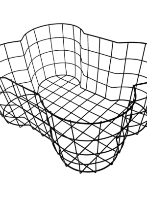 Metal pet toy basket, sturdy and chew-resistant, dimensions 17x13x7 inches, pet supplies storage box.