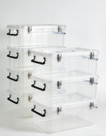 12-Pack 27-Gallon Clear Plastic Storage Box with Locking Lid and Full-Grip Handle